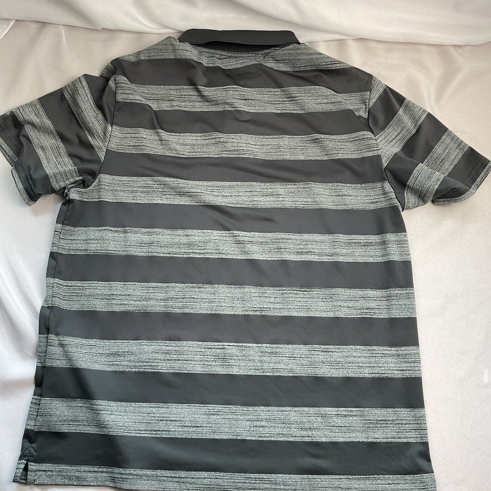 UA Golf PGA Heat Gear Polo Shirt Men's Large Gray Stripes Embroidered short slv - Picture 6 of 6